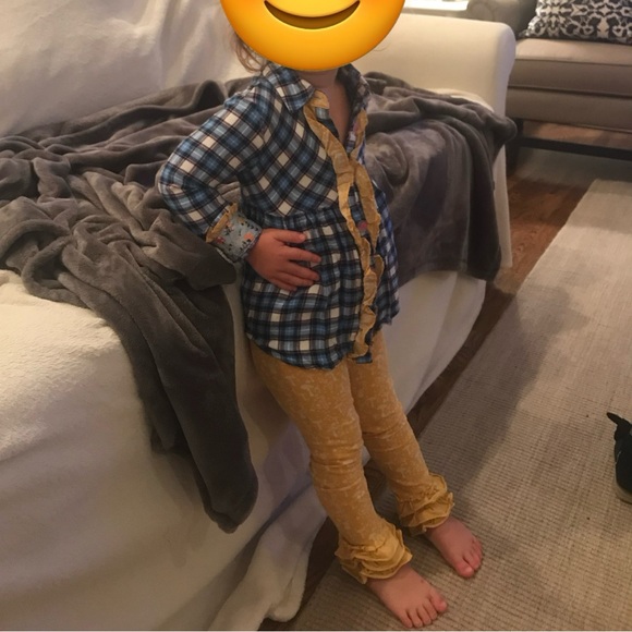 Matilda Jane Kids Plaid Shirt with Yellow Ruffle - Picture 1 of 5